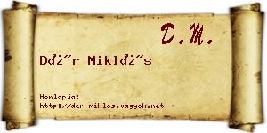 Dér Miklós névjegykártya